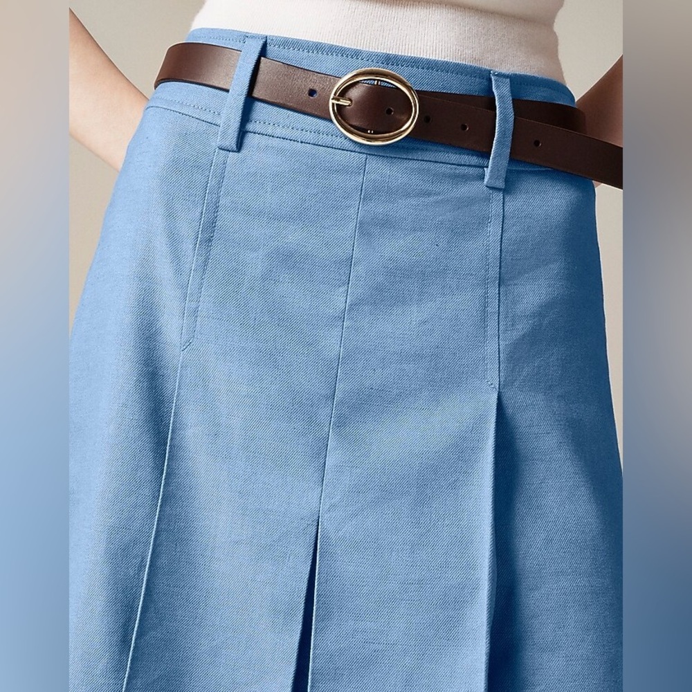 J. Crew Pleated knee-length skirt in luster canvas